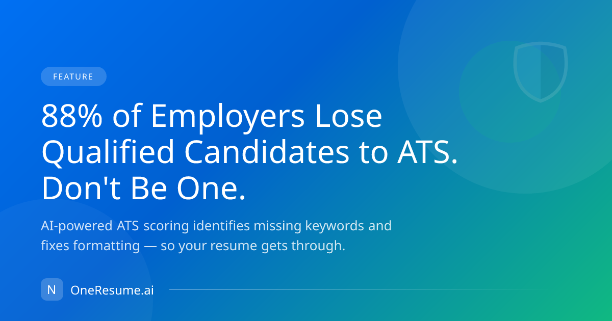 ATS Resume Optimization | OneResume.ai — Get Past the Filters, Get Seen ...